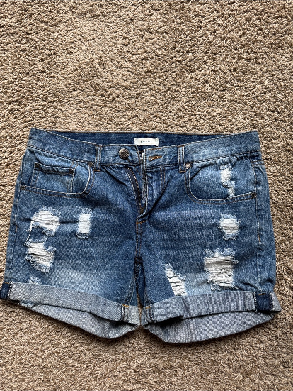 Distressed Blue Denim Women's Shorts